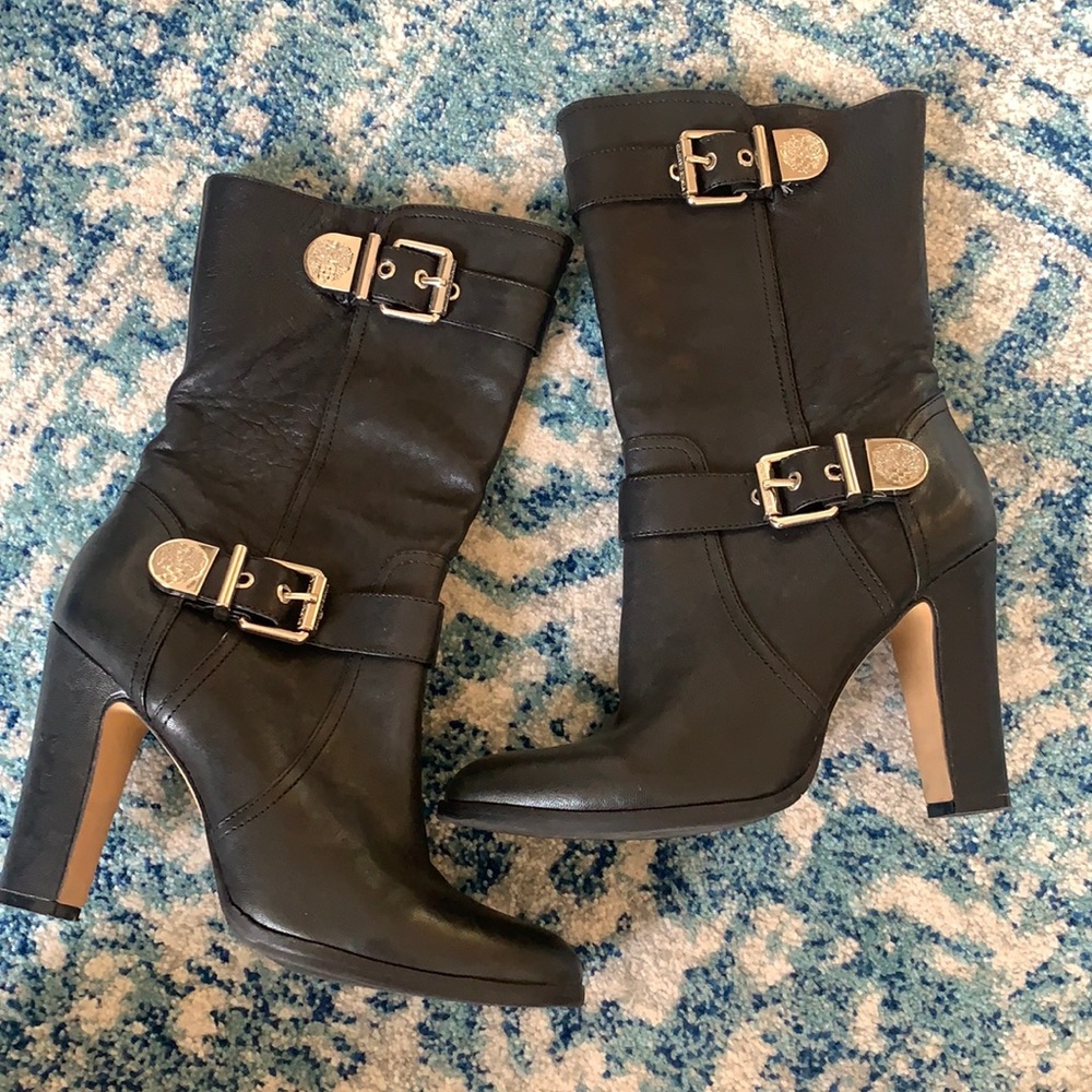 Vince Camuto mid calf boots with buckle detail